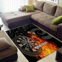 Personalised Aotearoa Darts Area Rug Maori Koru Flaming Dartboard
