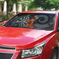 Personalised Aotearoa Darts Auto Sun Shade Maori Koru Flaming Dartboard - Polynesian Pride