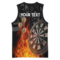 Personalised Aotearoa Darts Basketball Jersey Maori Koru Flaming Dartboard LT14 - Polynesian Pride