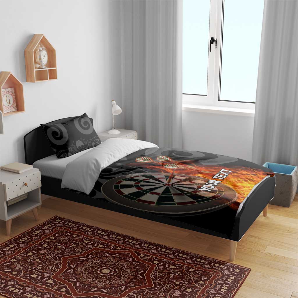 Personalised Aotearoa Darts Bedding Set Maori Koru Flaming Dartboard