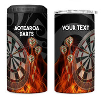 Personalised Aotearoa Darts 4 in 1 Can Cooler Tumbler Maori Koru Flaming Dartboard