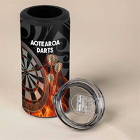 Personalised Aotearoa Darts 4 in 1 Can Cooler Tumbler Maori Koru Flaming Dartboard