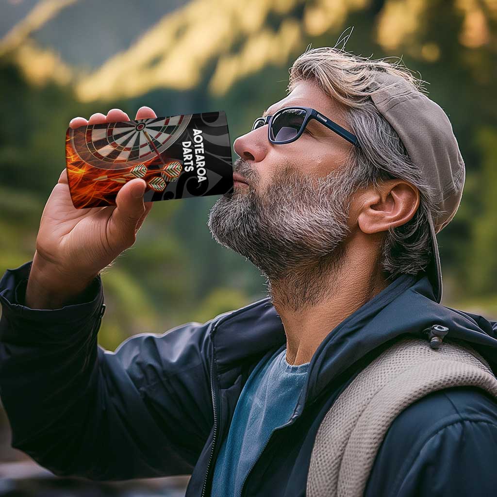 Personalised Aotearoa Darts 4 in 1 Can Cooler Tumbler Maori Koru Flaming Dartboard