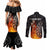 Personalised Aotearoa Darts Couples Matching Mermaid Dress and Long Sleeve Button Shirt Maori Koru Flaming Dartboard