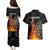 Personalised Aotearoa Darts Couples Matching Puletasi and Hawaiian Shirt Maori Koru Flaming Dartboard
