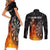 Personalised Aotearoa Darts Couples Matching Short Sleeve Bodycon Dress and Long Sleeve Button Shirt Maori Koru Flaming Dartboard
