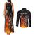 Personalised Aotearoa Darts Couples Matching Tank Maxi Dress and Long Sleeve Button Shirt Maori Koru Flaming Dartboard