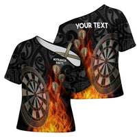 Personalised Aotearoa Darts Cross Shoulder Shirt Maori Koru Flaming Dartboard LT14 - Polynesian Pride