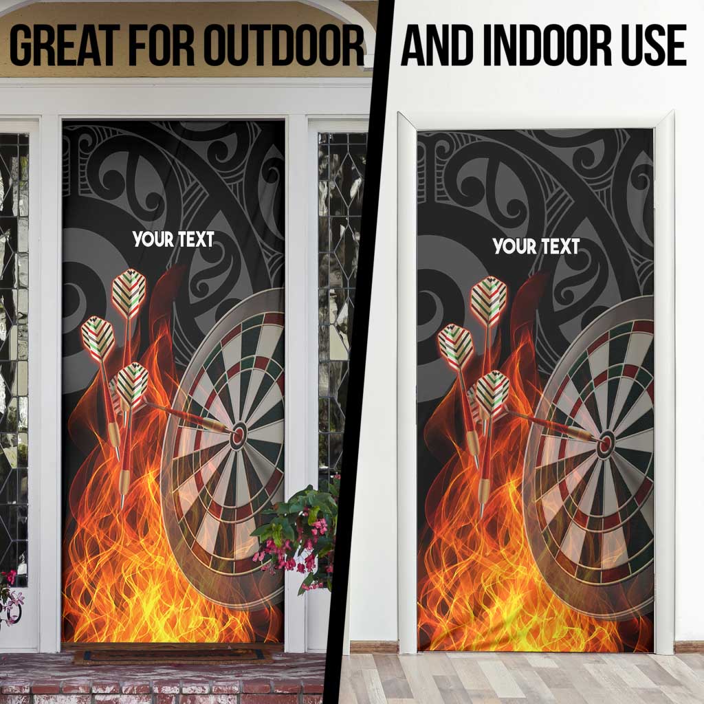 Personalised Aotearoa Darts Door Cover Maori Koru Flaming Dartboard - Polynesian Pride
