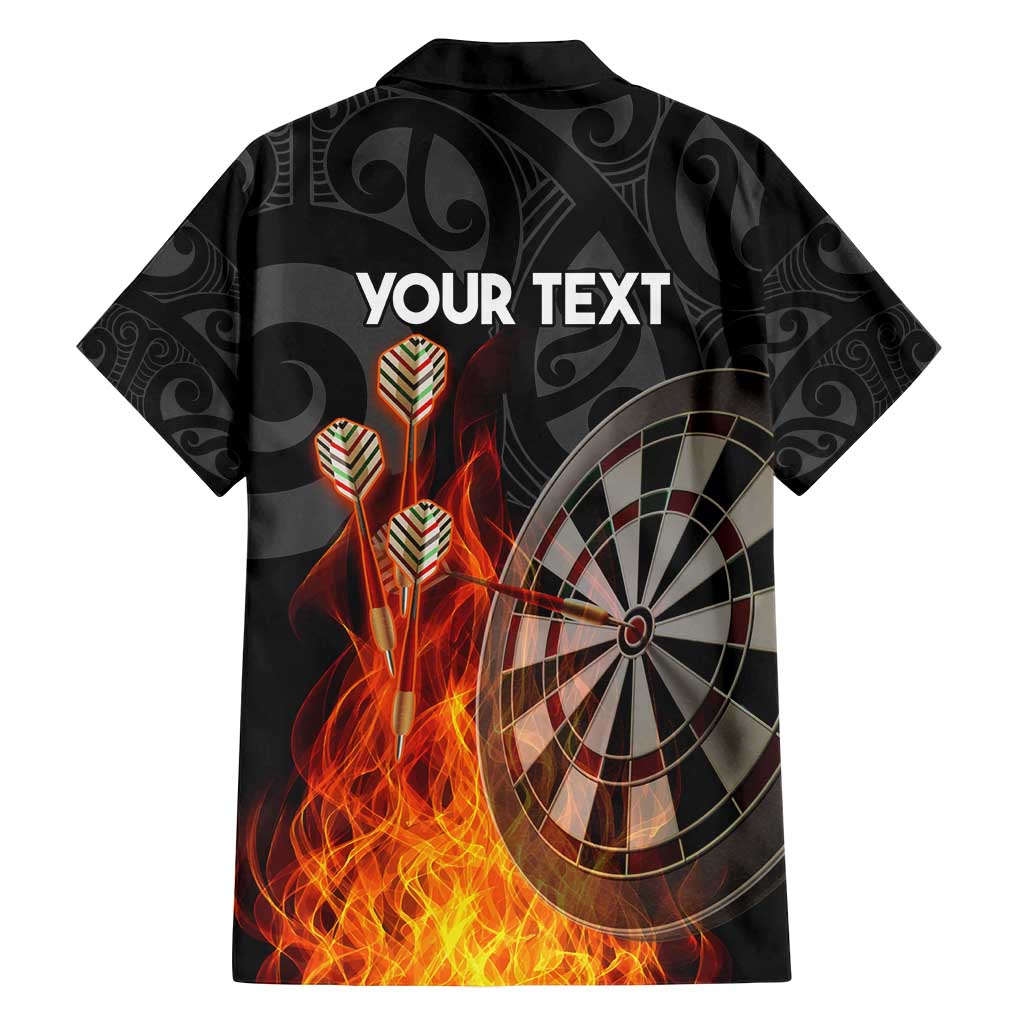 Personalised Aotearoa Darts Family Matching Long Sleeve Bodycon Dress and Hawaiian Shirt Maori Koru Flaming Dartboard