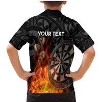 Personalised Aotearoa Darts Family Matching Mermaid Dress and Hawaiian Shirt Maori Koru Flaming Dartboard