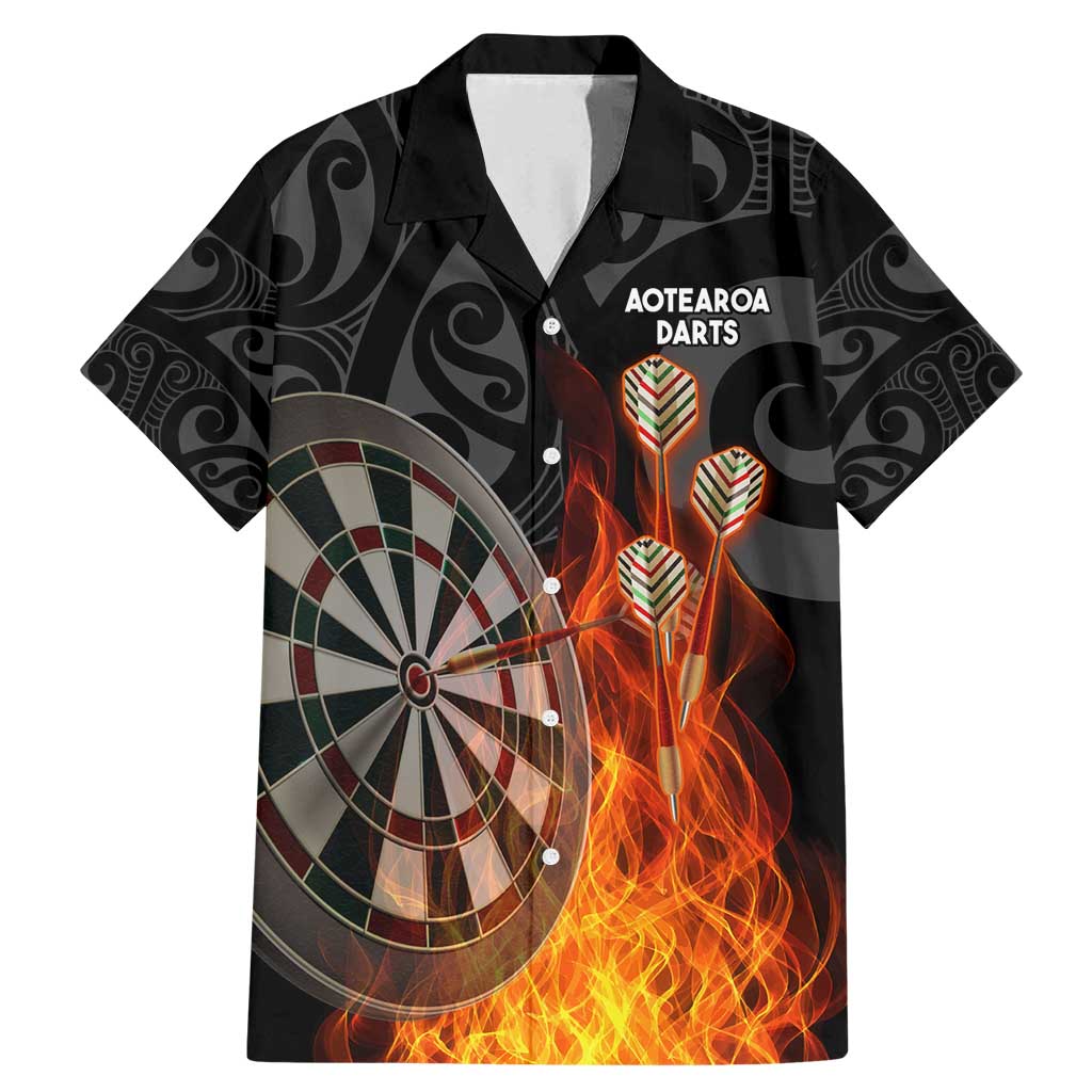 Personalised Aotearoa Darts Family Matching Mermaid Dress and Hawaiian Shirt Maori Koru Flaming Dartboard