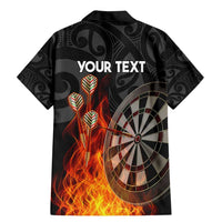 Personalised Aotearoa Darts Family Matching Mermaid Dress and Hawaiian Shirt Maori Koru Flaming Dartboard