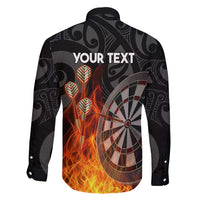 Personalised Aotearoa Darts Family Matching Puletasi and Hawaiian Shirt Maori Koru Flaming Dartboard LT14 - Polynesian Pride