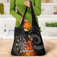 Personalised Aotearoa Darts Grocery Bag Maori Koru Flaming Dartboard
