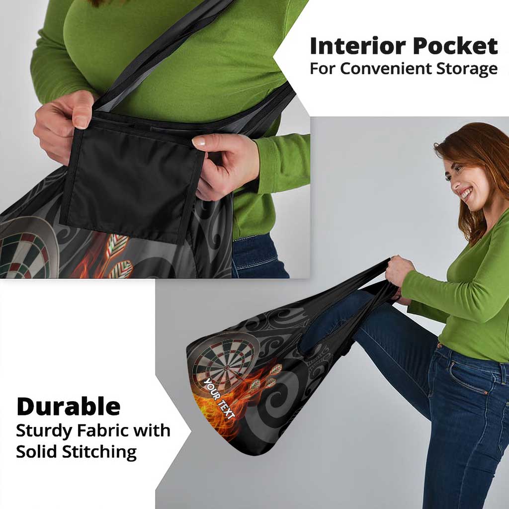 Personalised Aotearoa Darts Grocery Bag Maori Koru Flaming Dartboard