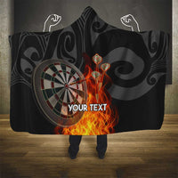 Personalised Aotearoa Darts Hooded Blanket Maori Koru Flaming Dartboard