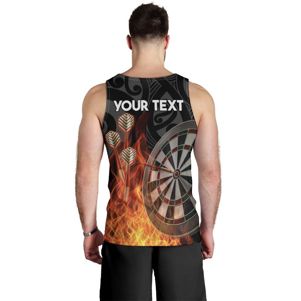 Personalised Aotearoa Darts Men Tank Top Maori Koru Flaming Dartboard