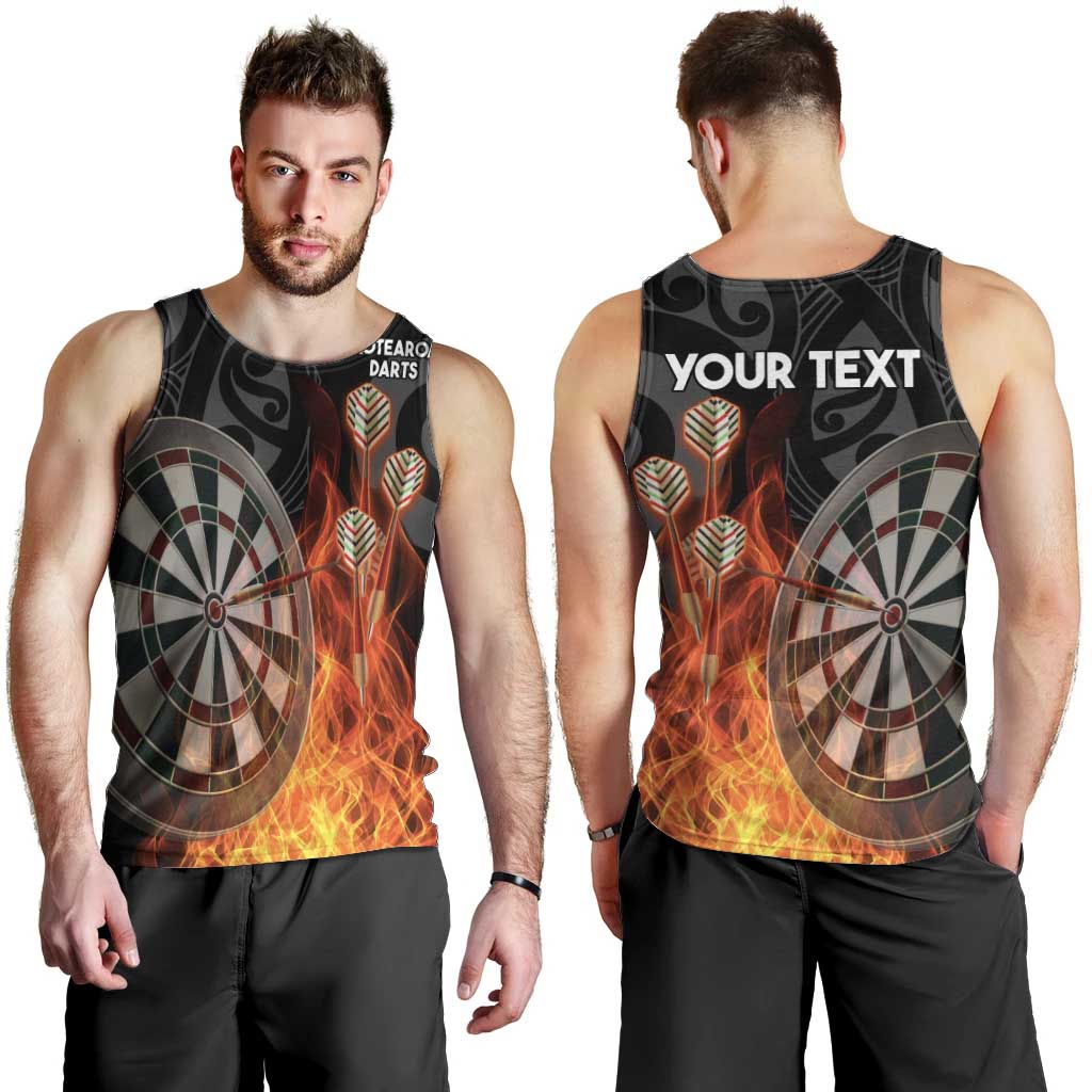 Personalised Aotearoa Darts Men Tank Top Maori Koru Flaming Dartboard