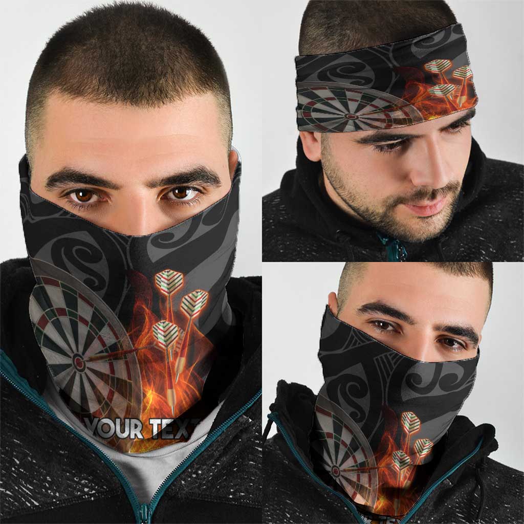 Personalised Aotearoa Darts Neck Gaiter Maori Koru Flaming Dartboard - Polynesian Pride