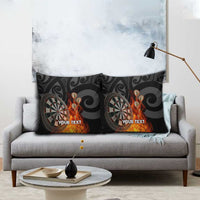 Personalised Aotearoa Darts Pillow Cover Maori Koru Flaming Dartboard - Polynesian Pride