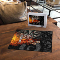 Personalised Aotearoa Darts Puzzle Maori Koru Flaming Dartboard LT14 - Polynesian Pride