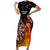 Personalised Aotearoa Darts Short Sleeve Bodycon Dress Maori Koru Flaming Dartboard