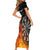 Personalised Aotearoa Darts Short Sleeve Bodycon Dress Maori Koru Flaming Dartboard