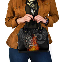 Personalised Aotearoa Darts Shoulder Handbag Maori Koru Flaming Dartboard