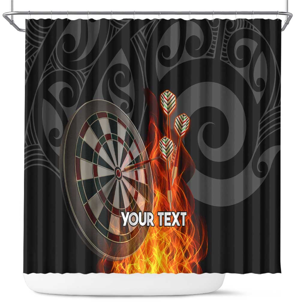 Personalised Aotearoa Darts Shower Curtain Maori Koru Flaming Dartboard