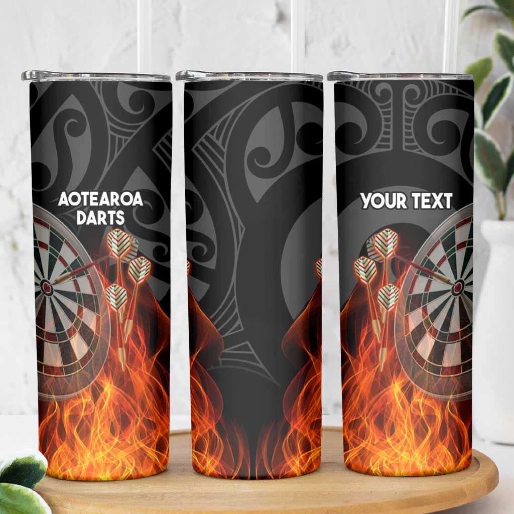 Personalised Aotearoa Darts Skinny Tumbler Maori Koru Flaming Dartboard