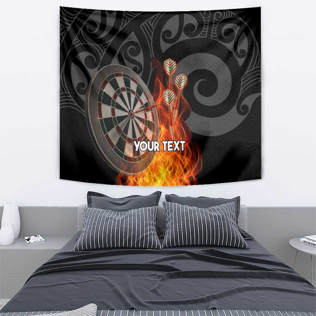 Personalised Aotearoa Darts Tapestry Maori Koru Flaming Dartboard