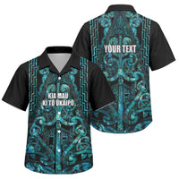 Maori Language Week Personalised Family Matching Long Sleeve Bodycon Dress and Hawaiian Shirt Kia Mau Ki To Ukaipo Paua Shell Color LT14 Son's Shirt Turquoise - Polynesian Pride