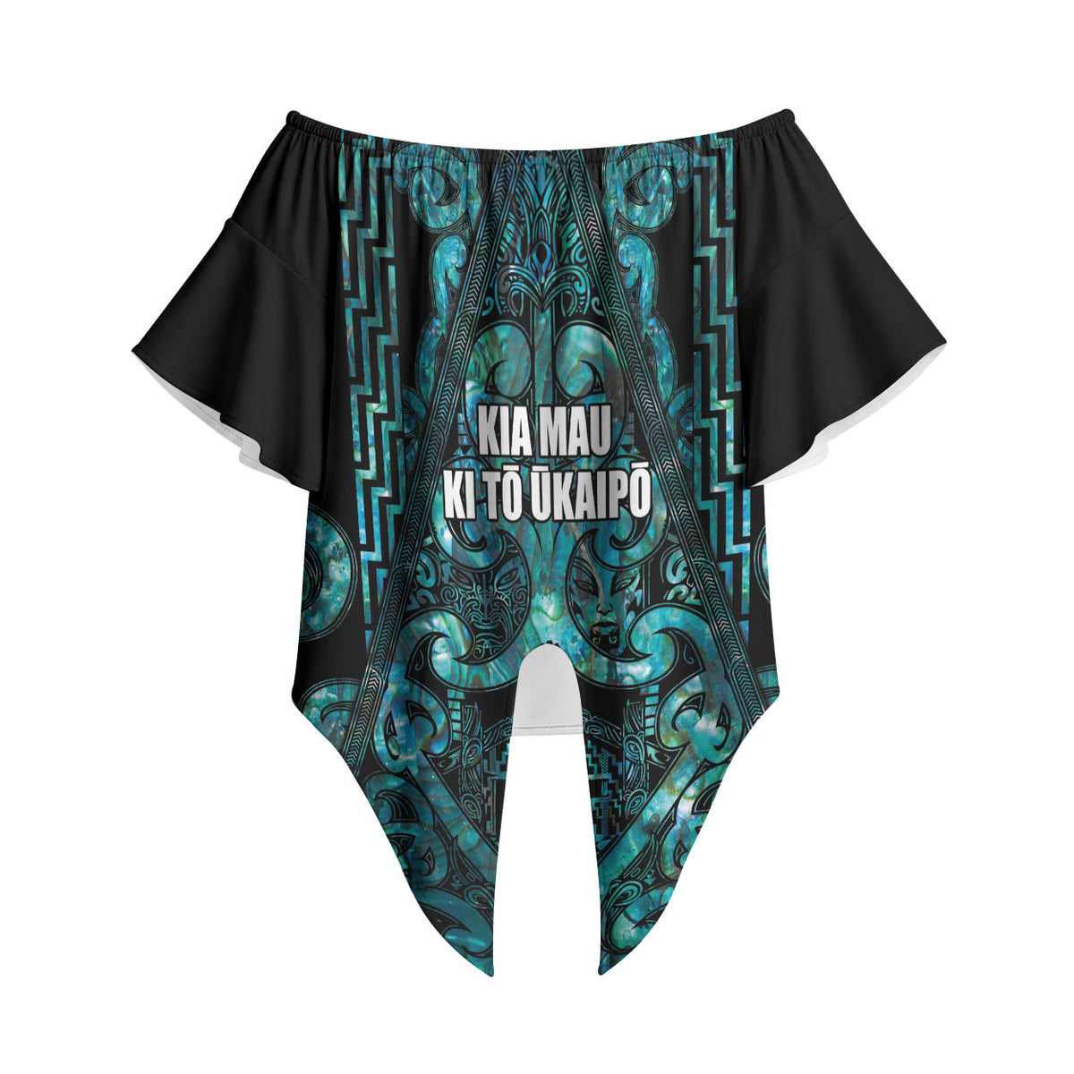 Maori Language Week Personalised Off Shoulder Wrap Waist Top Kia Mau Ki To Ukaipo Paua Shell Color LT14 - Polynesian Pride