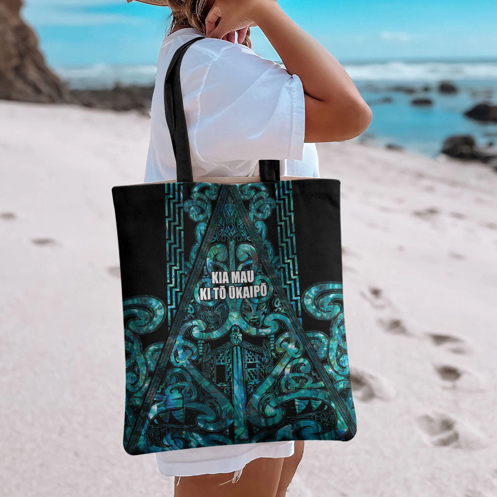 Maori Language Week Tote Bag Kia Mau Ki To Ukaipo Paua Shell Color LT14 - Polynesian Pride