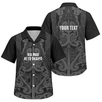 Maori Language Week Personalised Family Matching Off The Shoulder Long Sleeve Dress and Hawaiian Shirt Kia Mau Ki To Ukaipo Grey Color LT14 Son's Shirt Grey - Polynesian Pride