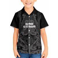 Maori Language Week Personalised Kid Hawaiian Shirt Kia Mau Ki To Ukaipo Grey Color LT14 Kid Grey - Polynesian Pride