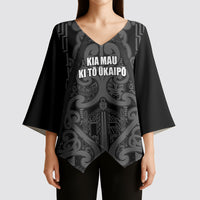 Maori Language Week Personalised Kimono Sleeve Blouse Kia Mau Ki To Ukaipo Grey Color LT14 - Polynesian Pride