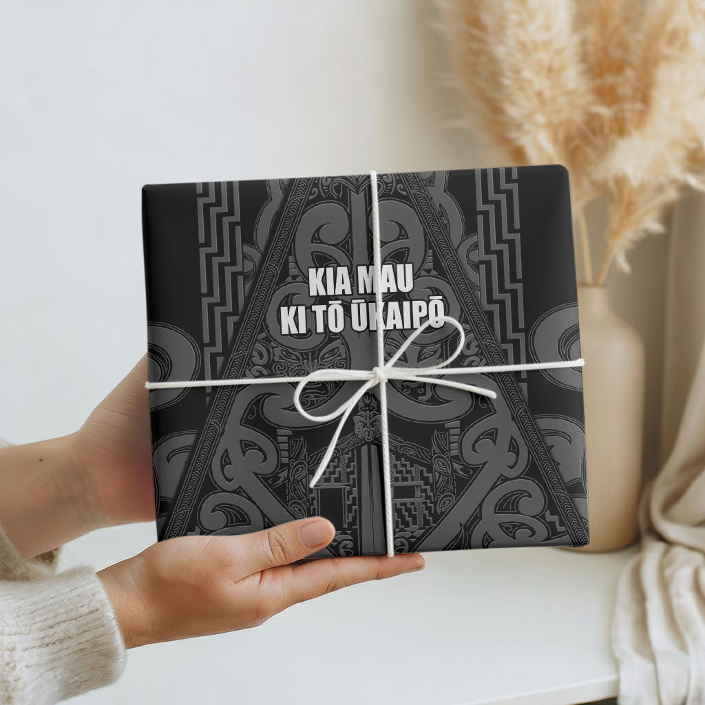 Maori Language Week Wrapping Paper Kia Mau Ki To Ukaipo Grey Color LT14 - Polynesian Pride