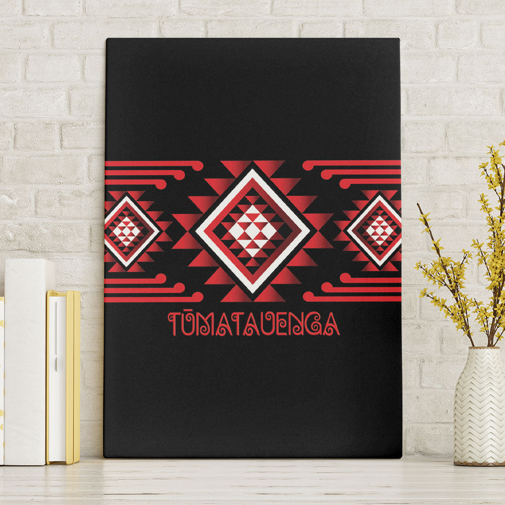 Aotearoa Atua Tumatauenga Canvas Wall Art Maori God Of War Taniko Motifs LT14 Without Frame Red - Polynesian Pride