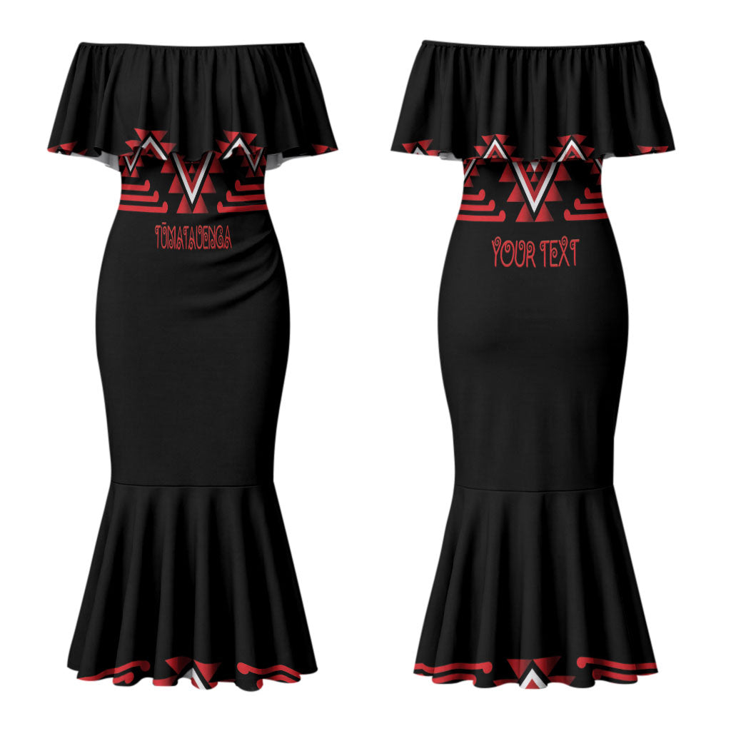 Aotearoa Atua Tumatauenga Personalised Couples Matching Mermaid Dress and Hawaiian Shirt Maori God Of War Taniko Motifs LT14 - Polynesian Pride