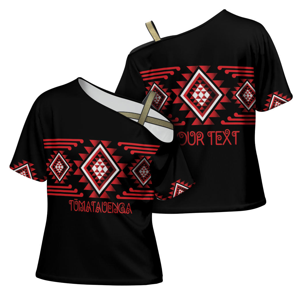 Aotearoa Atua Tumatauenga Personalised Cross Shoulder Shirt Maori God Of War Taniko Motifs LT14 - Polynesian Pride