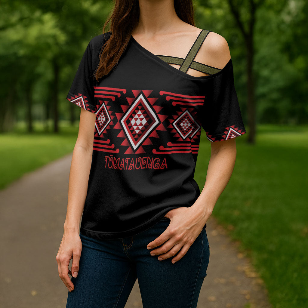 Aotearoa Atua Tumatauenga Personalised Cross Shoulder Shirt Maori God Of War Taniko Motifs LT14 - Polynesian Pride