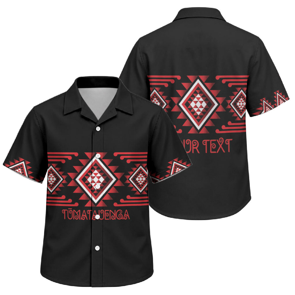 Aotearoa Atua Tumatauenga Personalised Family Matching Puletasi and Hawaiian Shirt Maori God Of War Taniko Motifs LT14 Son's Shirt Red - Polynesian Pride