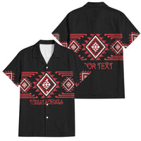 Aotearoa Atua Tumatauenga Personalised Family Matching Summer Maxi Dress and Hawaiian Shirt Maori God Of War Taniko Motifs LT14 Dad's Shirt - Short Sleeve Red - Polynesian Pride