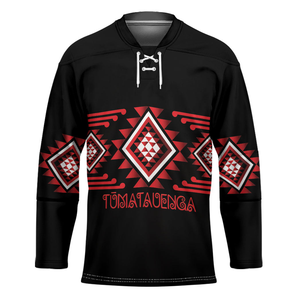 Aotearoa Atua Tumatauenga Personalised Hockey Jersey Maori God Of War Taniko Motifs LT14 Unisex Red - Polynesian Pride