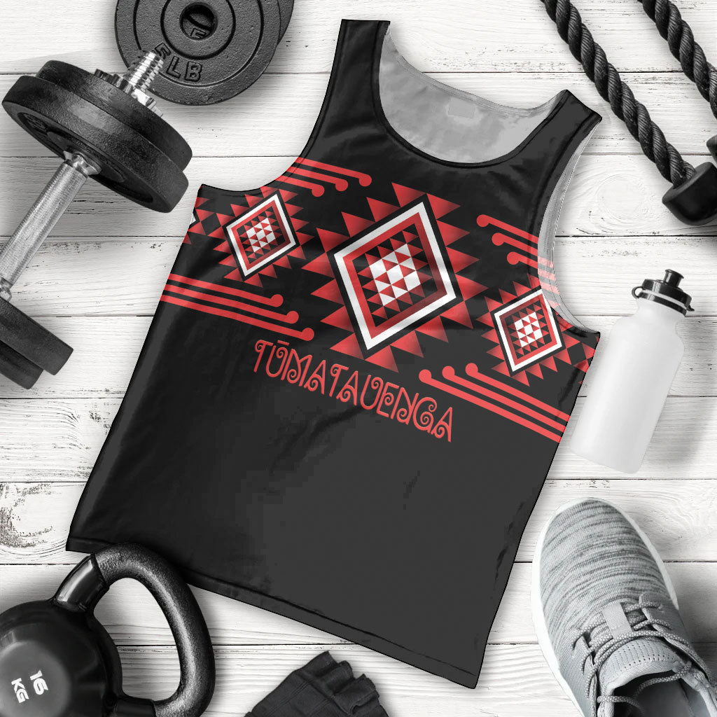 Aotearoa Atua Tumatauenga Personalised Men Tank Top Maori God Of War Taniko Motifs LT14 - Polynesian Pride
