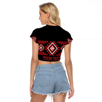 Aotearoa Atua Tumatauenga Personalised Raglan Cropped T Shirt Maori God Of War Taniko Motifs LT14 - Polynesian Pride