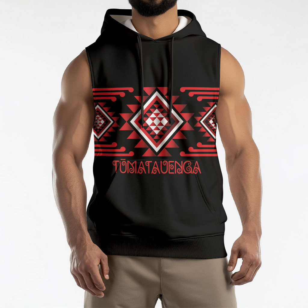 Aotearoa Atua Tumatauenga Personalised Sleeveless Hoodie Maori God Of War Taniko Motifs LT14 - Polynesian Pride