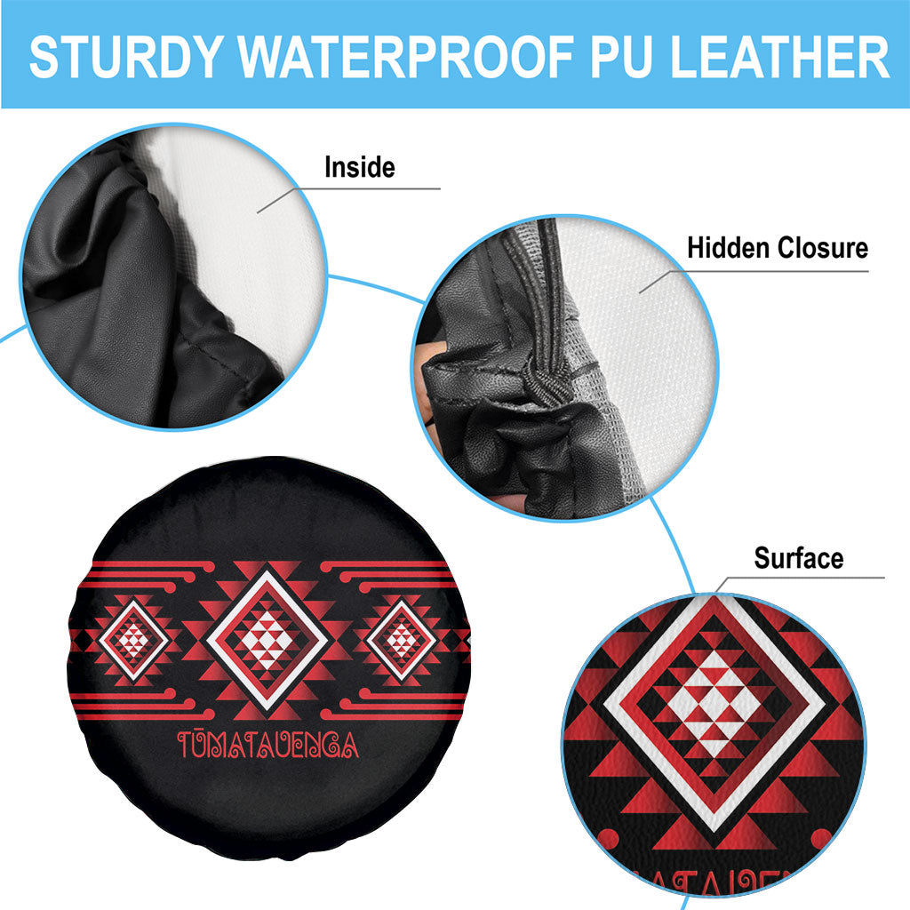Aotearoa Atua Tumatauenga Spare Tire Cover Maori God Of War Taniko Motifs LT14 - Polynesian Pride